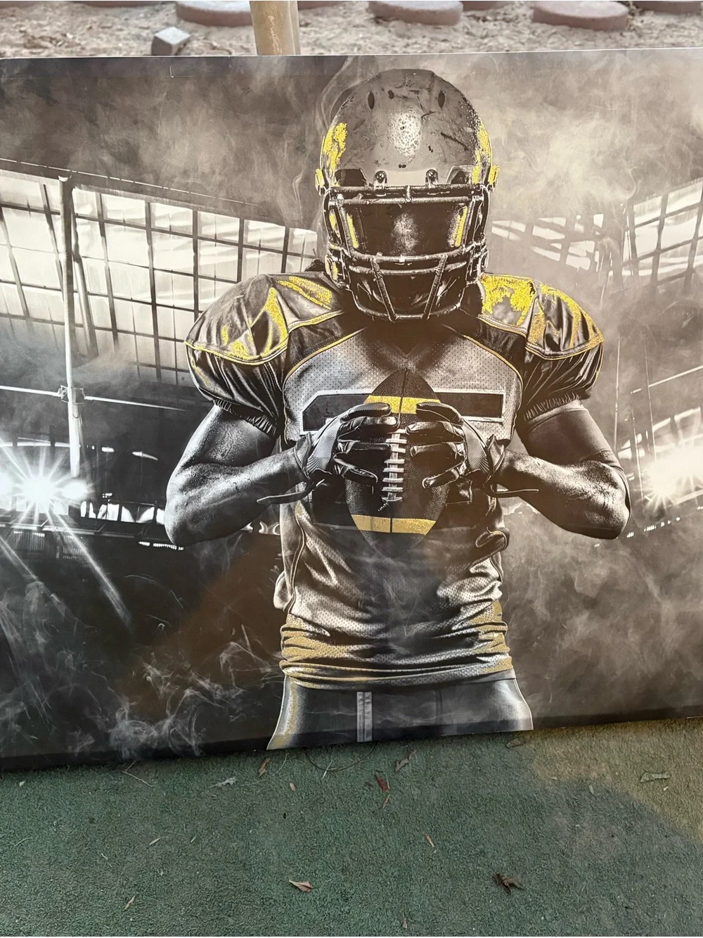 Yellow and Black Football Player Wall Art